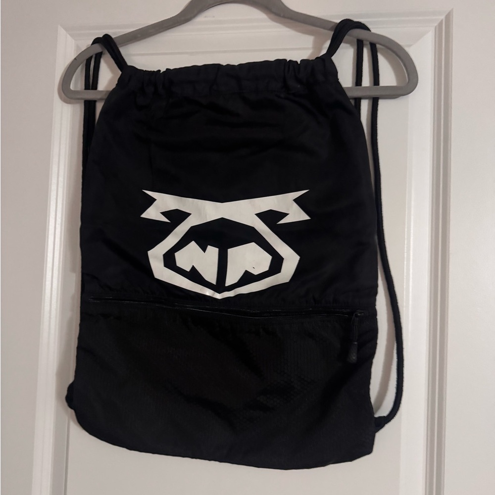 Nasty Pig Black Drawstring Backpack with Snout Logo
